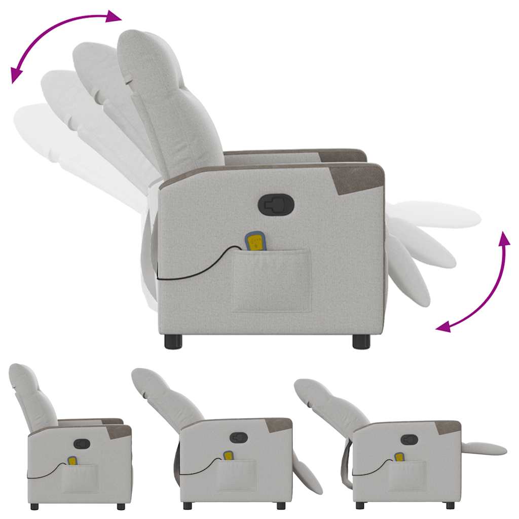 vidaXL καρέκλα ανάκλισης μασάζ Cloud Grey Fabric