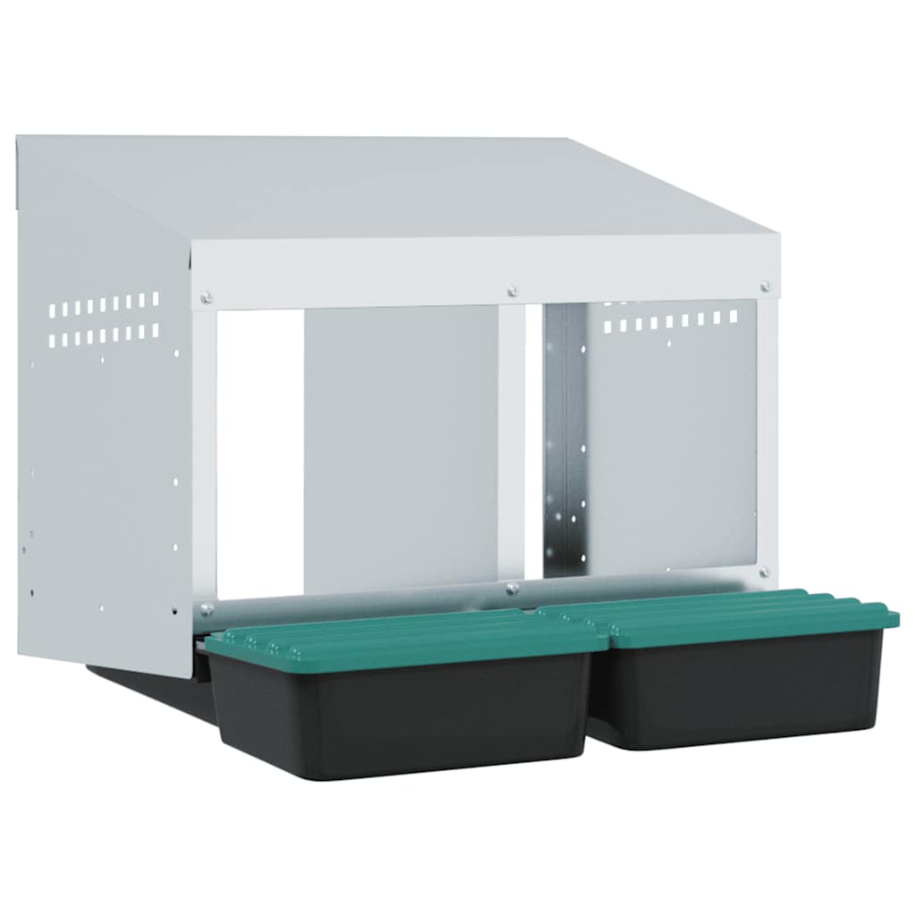 vidaXL Κουτί Φωλιάς Κοτόπουλων με 2 Θέσεις, Επιτοίχιο από Γαλβανισμένο Ατσάλι