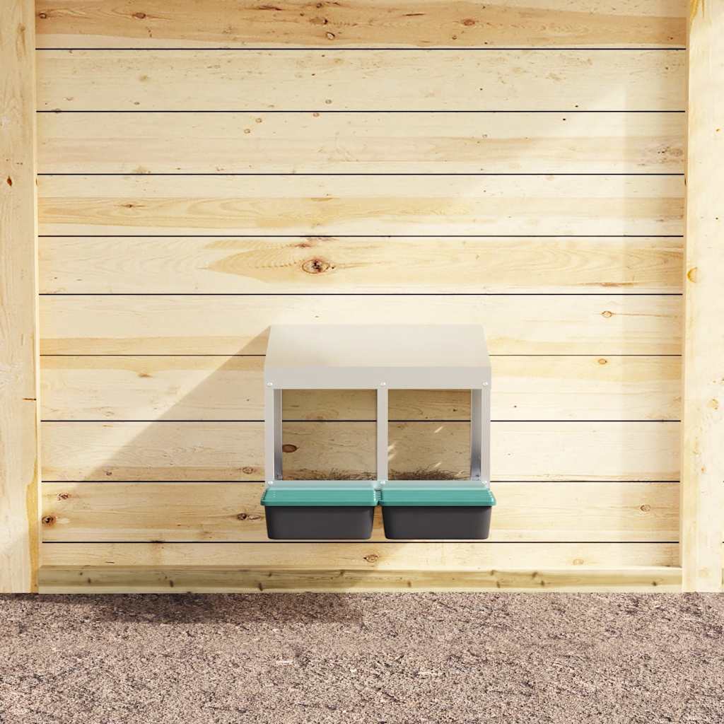 vidaXL Κουτί Φωλιάς Κοτόπουλων με 2 Θέσεις, Επιτοίχιο από Γαλβανισμένο Ατσάλι