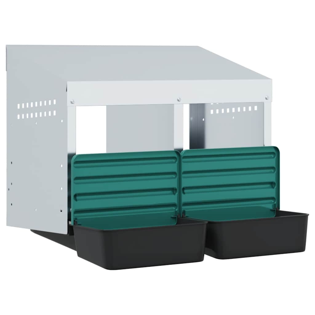 vidaXL Κουτί Φωλιάς Κοτόπουλων με 2 Θέσεις, Επιτοίχιο από Γαλβανισμένο Ατσάλι