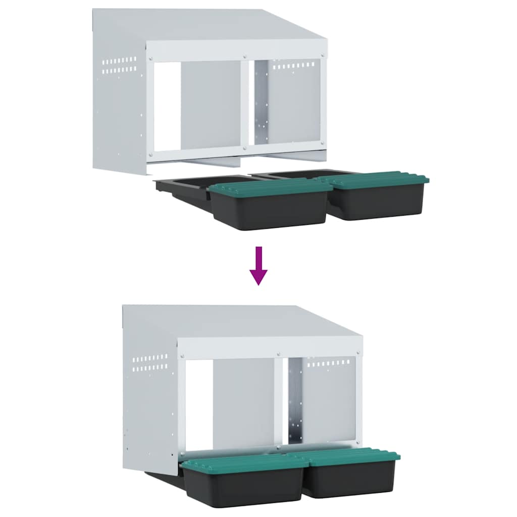 vidaXL Κουτί Φωλιάς Κοτόπουλων με 2 Θέσεις, Επιτοίχιο από Γαλβανισμένο Ατσάλι