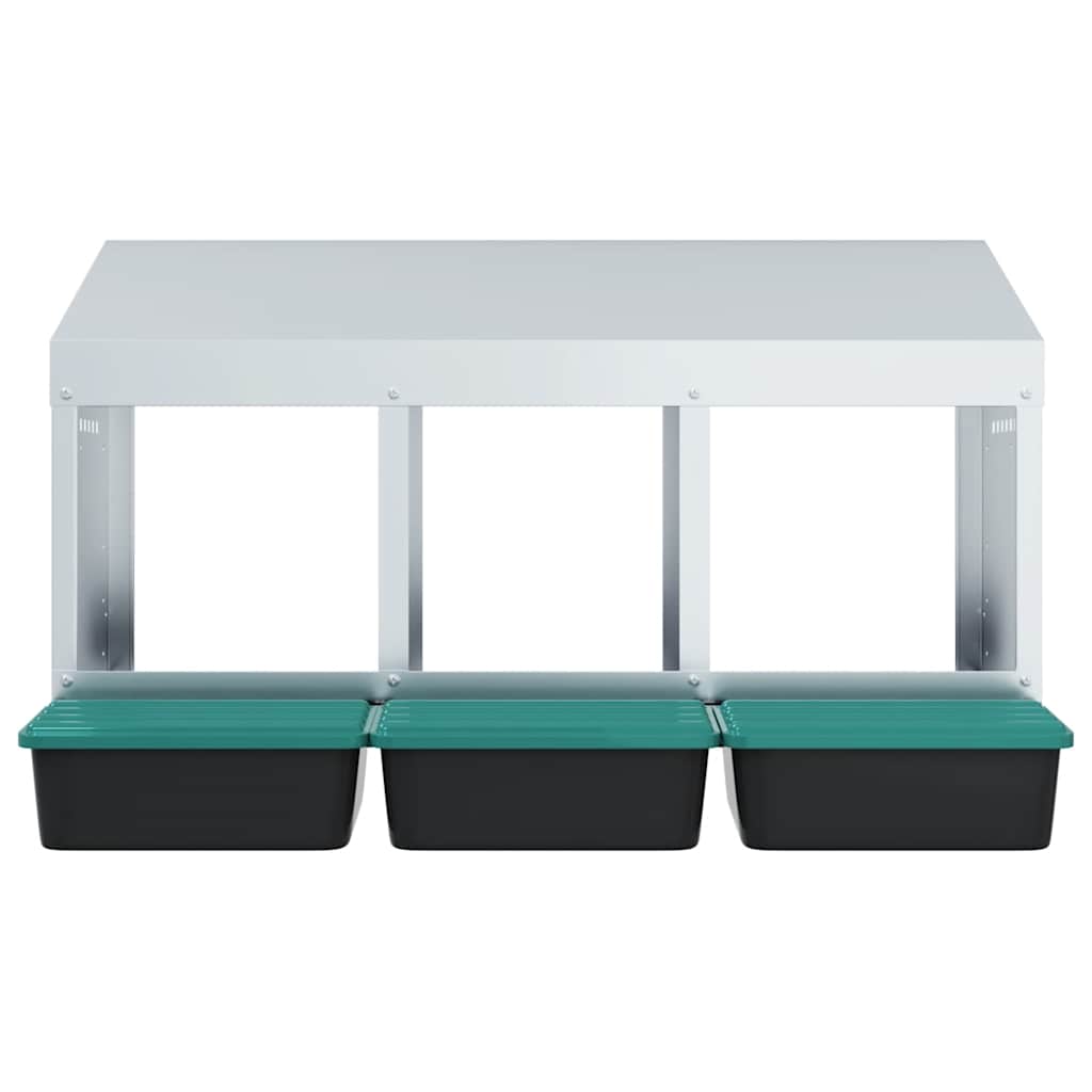 vidaXL Κουτί Φωλιάς Κοτόπουλων με 3 Θέσεις, Επιτοίχιο από Γαλβανισμένο Ατσάλι