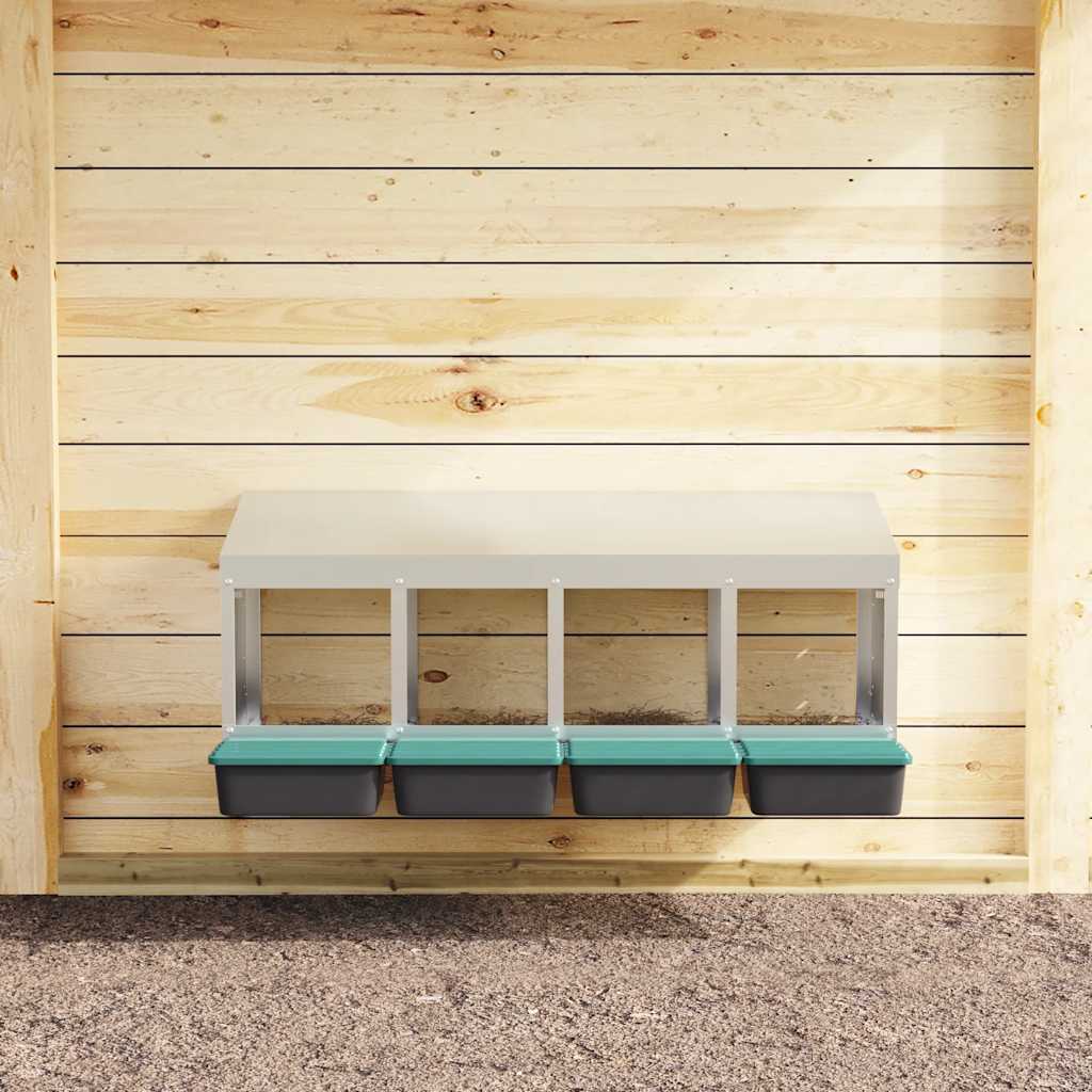 vidaXL Κουτί Φωλιάς Κοτόπουλων με 4 Θέσεις, Επιτοίχιο από Γαλβανισμένο Ατσάλι