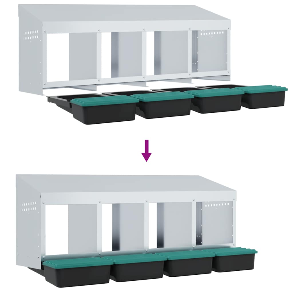 vidaXL Κουτί Φωλιάς Κοτόπουλων με 4 Θέσεις, Επιτοίχιο από Γαλβανισμένο Ατσάλι