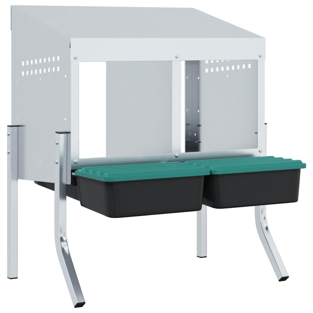 vidaXL Κουτί Φωλιάς Κοτόπουλων με 2 Θέσεις και Πόδια από Γαλβανισμένο Ατσάλι