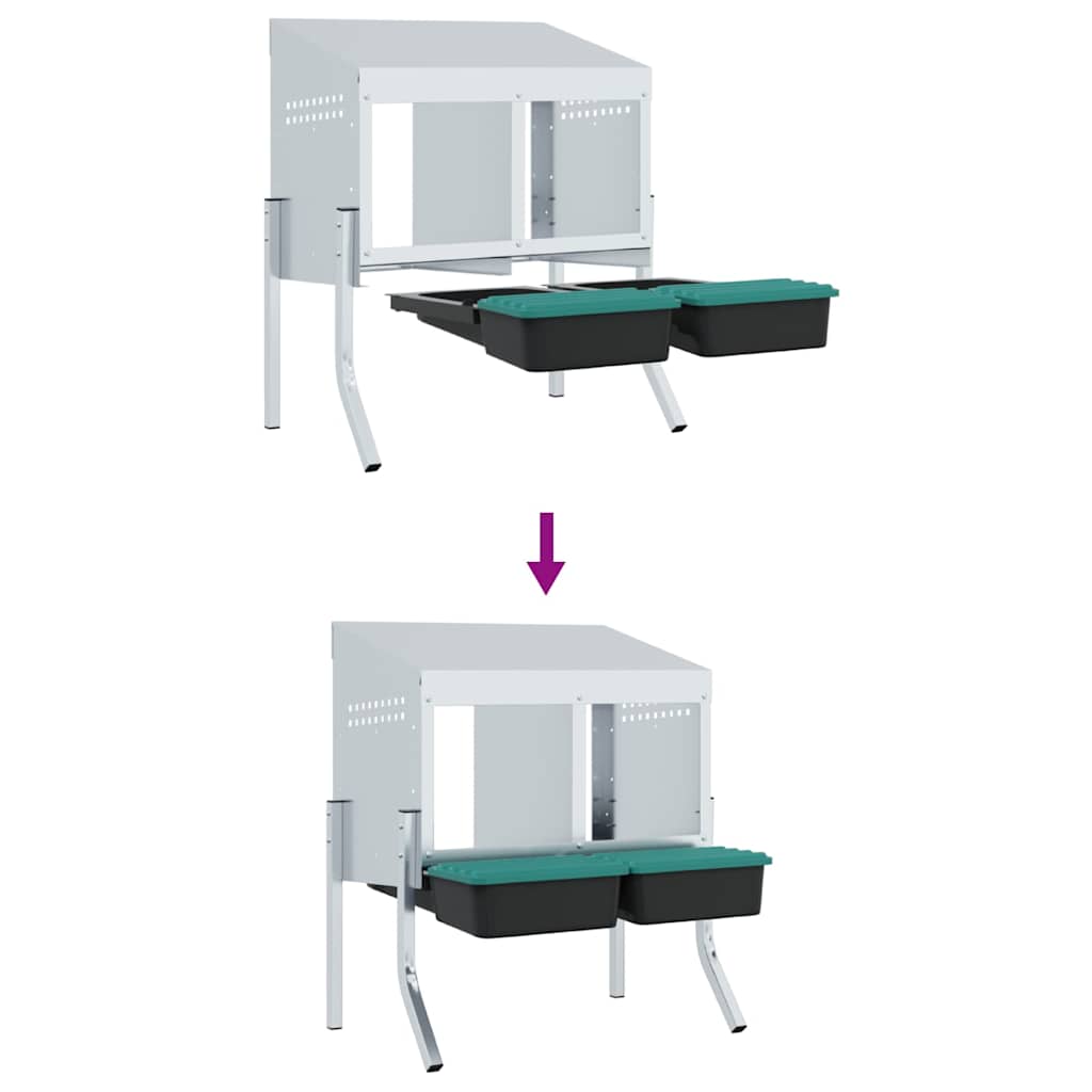 vidaXL Κουτί Φωλιάς Κοτόπουλων με 2 Θέσεις και Πόδια από Γαλβανισμένο Ατσάλι