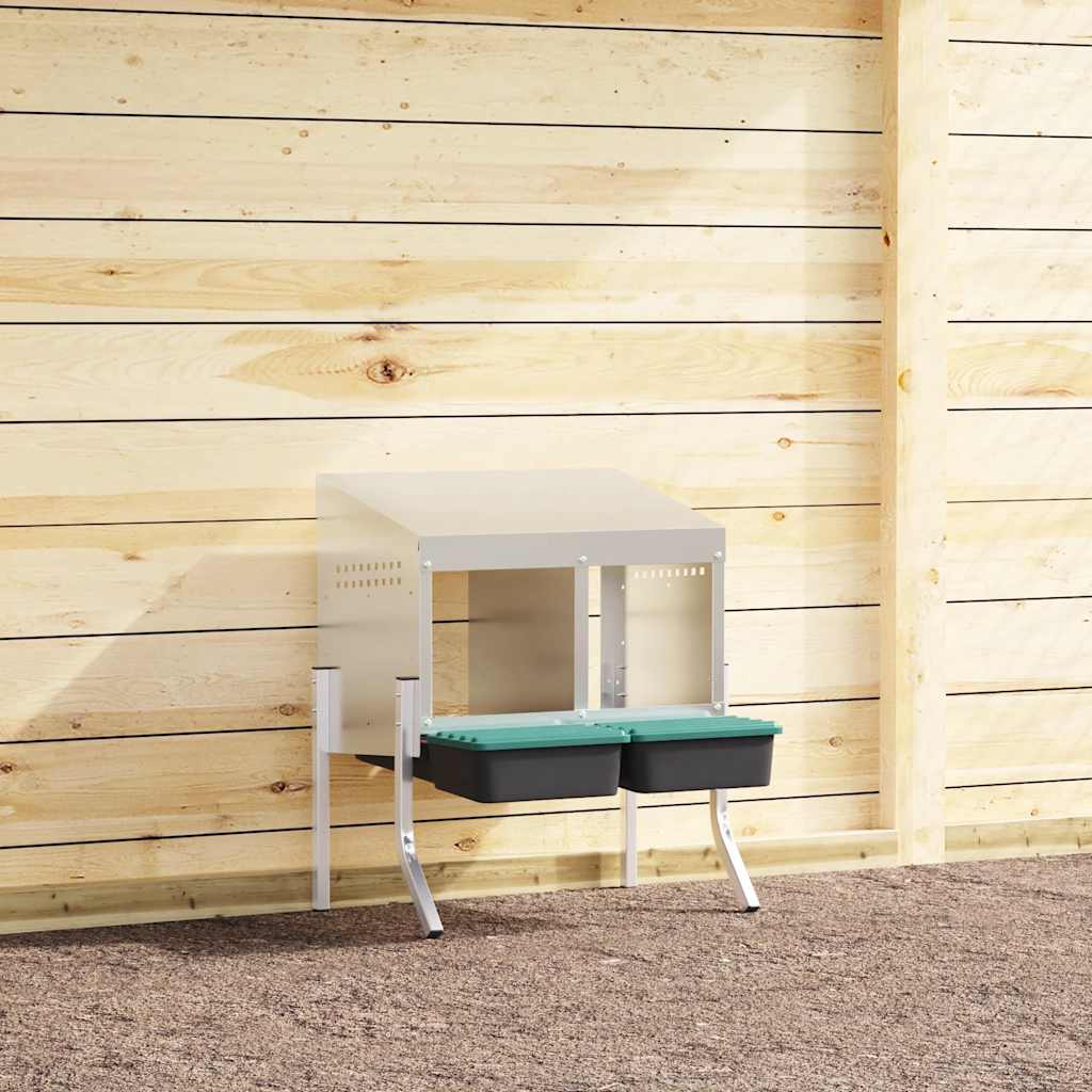 vidaXL Κουτί Φωλιάς Κοτόπουλων με 2 Θέσεις και Πόδια από Γαλβανισμένο Ατσάλι