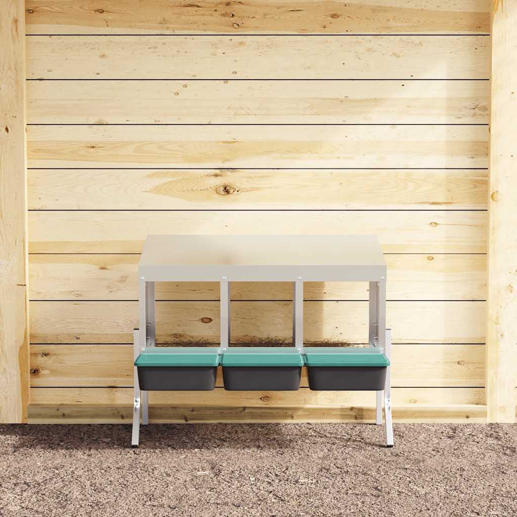 vidaXL Κουτί Φωλιάς Κοτόπουλων 3 Χωρητικών Με Πόδια από Γαλβανισμένο Ατσάλι