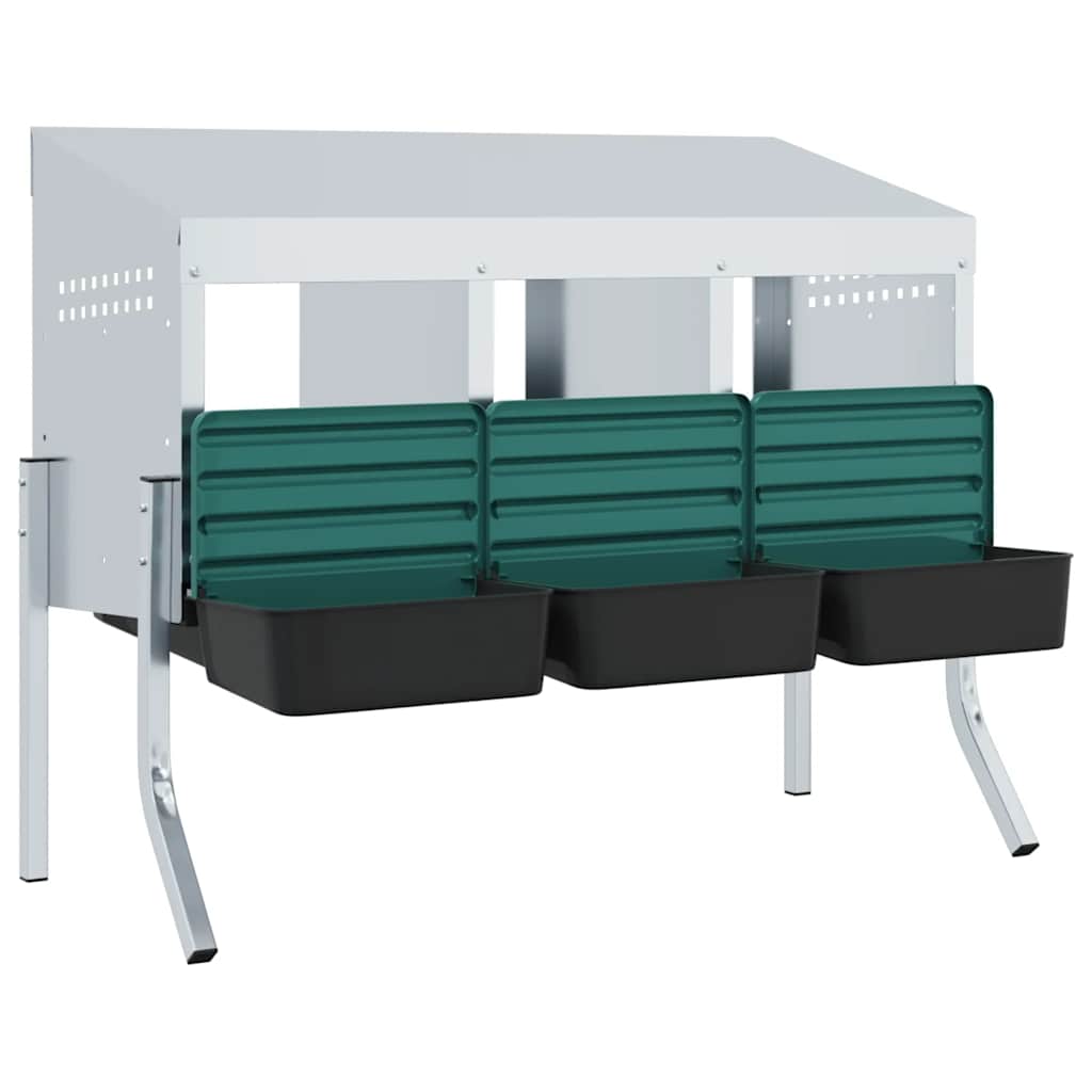 vidaXL Κουτί Φωλιάς Κοτόπουλων 3 Χωρητικών Με Πόδια από Γαλβανισμένο Ατσάλι