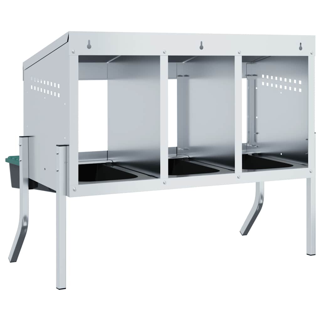 vidaXL Κουτί Φωλιάς Κοτόπουλων 3 Χωρητικών Με Πόδια από Γαλβανισμένο Ατσάλι