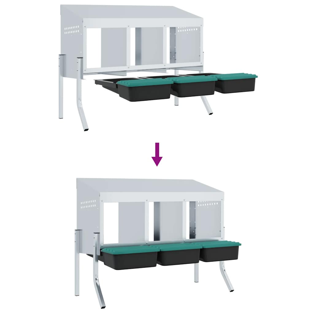 vidaXL Κουτί Φωλιάς Κοτόπουλων 3 Χωρητικών Με Πόδια από Γαλβανισμένο Ατσάλι