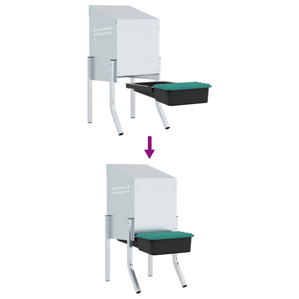 vidaXL Κουτί Φωλιάς Κοτόπουλων με 1 Θήκη και Πόδια από Γαλβανισμένο Ατσάλι