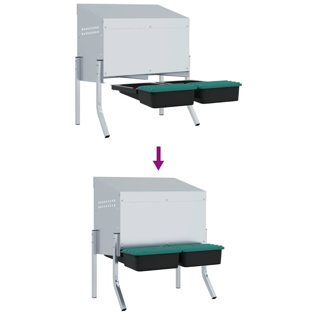 vidaXL Κουτί Φωλιάς Κοτόπουλων με 2 Θέσεις και Πόδια από Γαλβανισμένο Ατσάλι