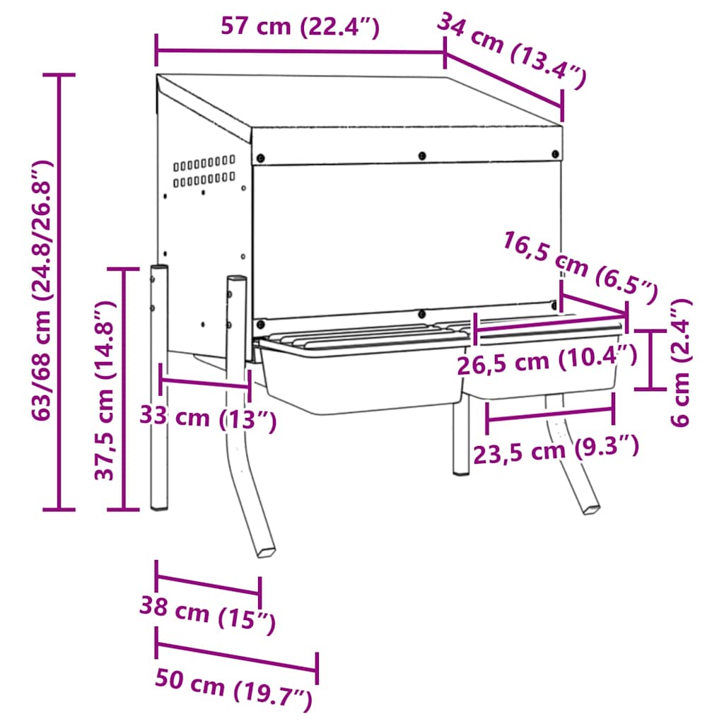 vidaXL Κουτί Φωλιάς Κοτόπουλων με 2 Θέσεις και Πόδια από Γαλβανισμένο Ατσάλι