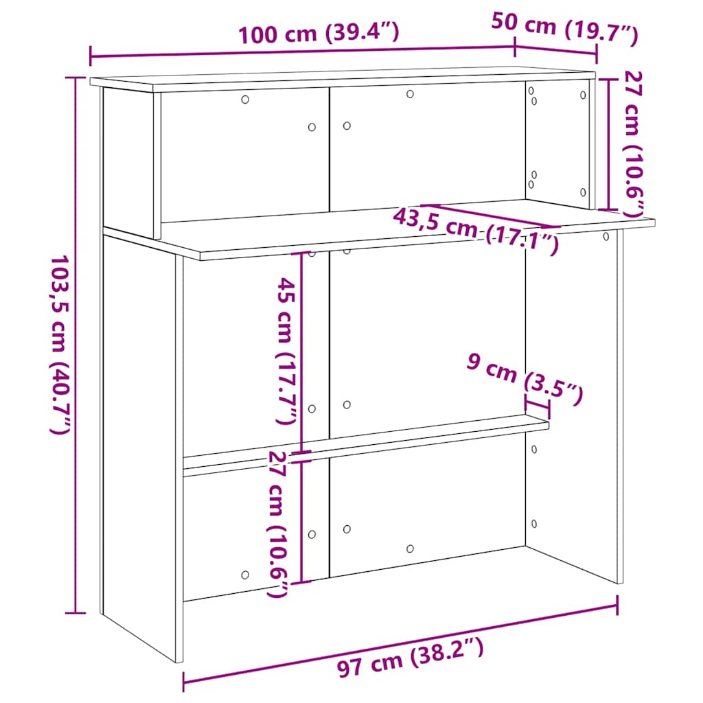 vidaXL Γραφείο υποδοχής 100x50x103,5 εκ. Επεξεργασμένο Ξύλο