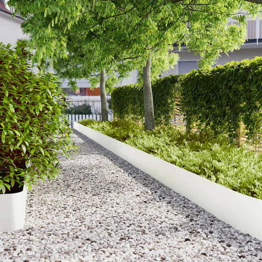 vidaXL Περιφράξεις γκαζόν 10 τεμάχια Λευκό από χάλυβα ψυχρής έλασης