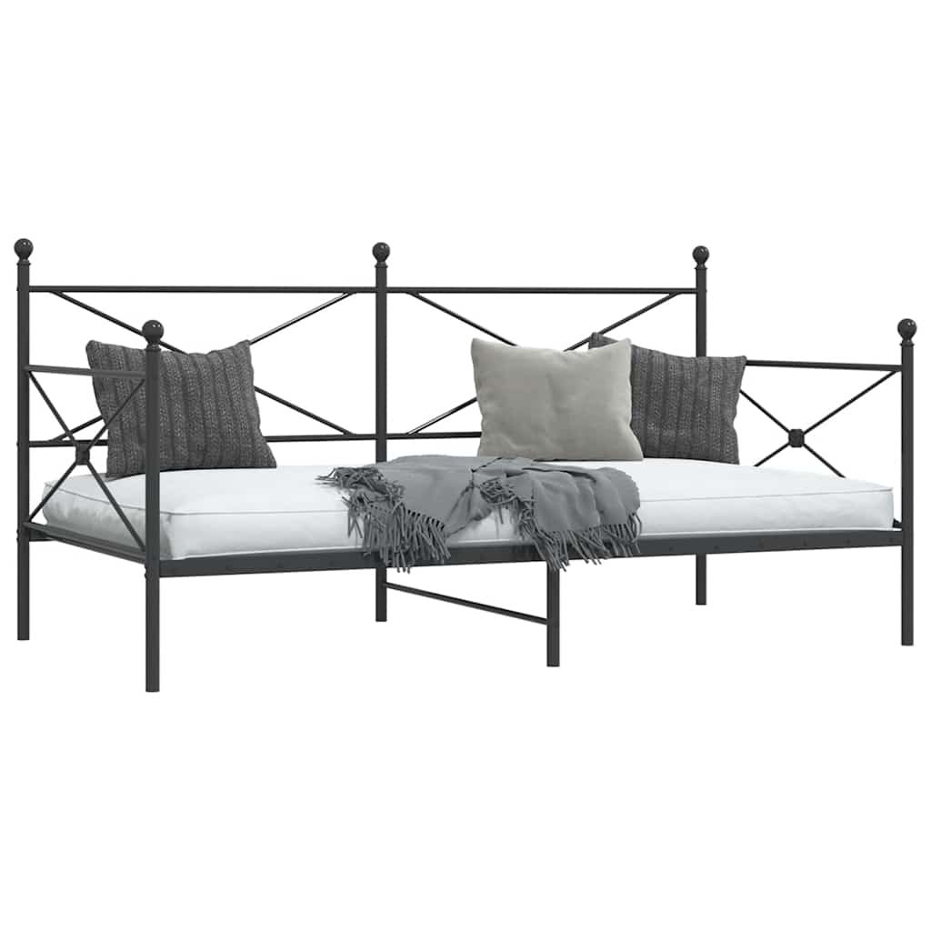 vidaXL Κρεβάτι ημέρας χωρίς στρώμα Μαύρο 100x190 cm Ατσάλι