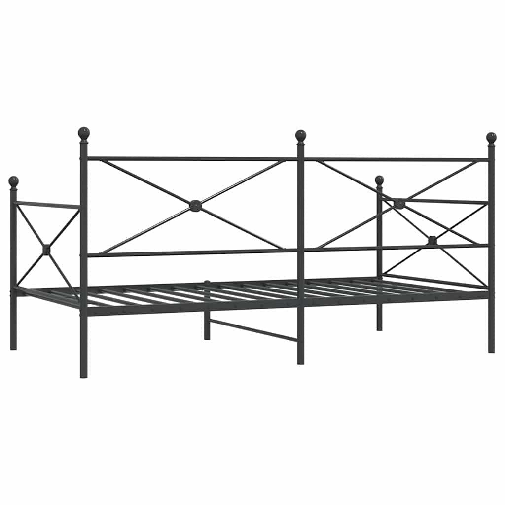 vidaXL Κρεβάτι ημέρας χωρίς στρώμα Μαύρο 100x190 cm Ατσάλι