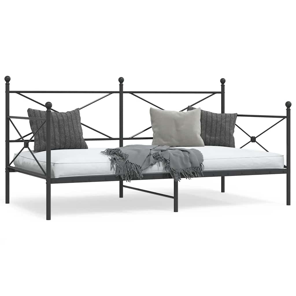 vidaXL Κρεβάτι ημέρας χωρίς στρώμα Μαύρο 100x190 cm Ατσάλι