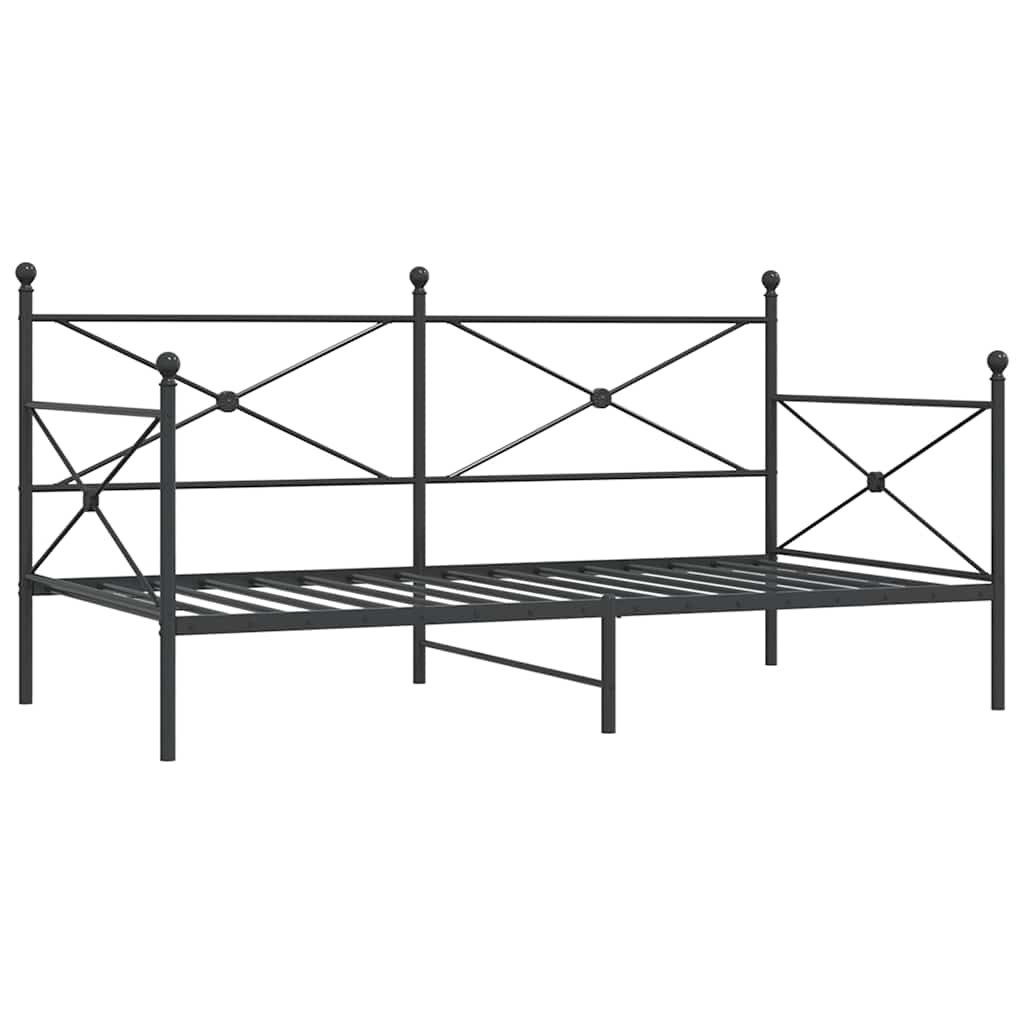 vidaXL Κρεβάτι ημέρας χωρίς στρώμα Μαύρο 100x200 cm Ατσάλι
