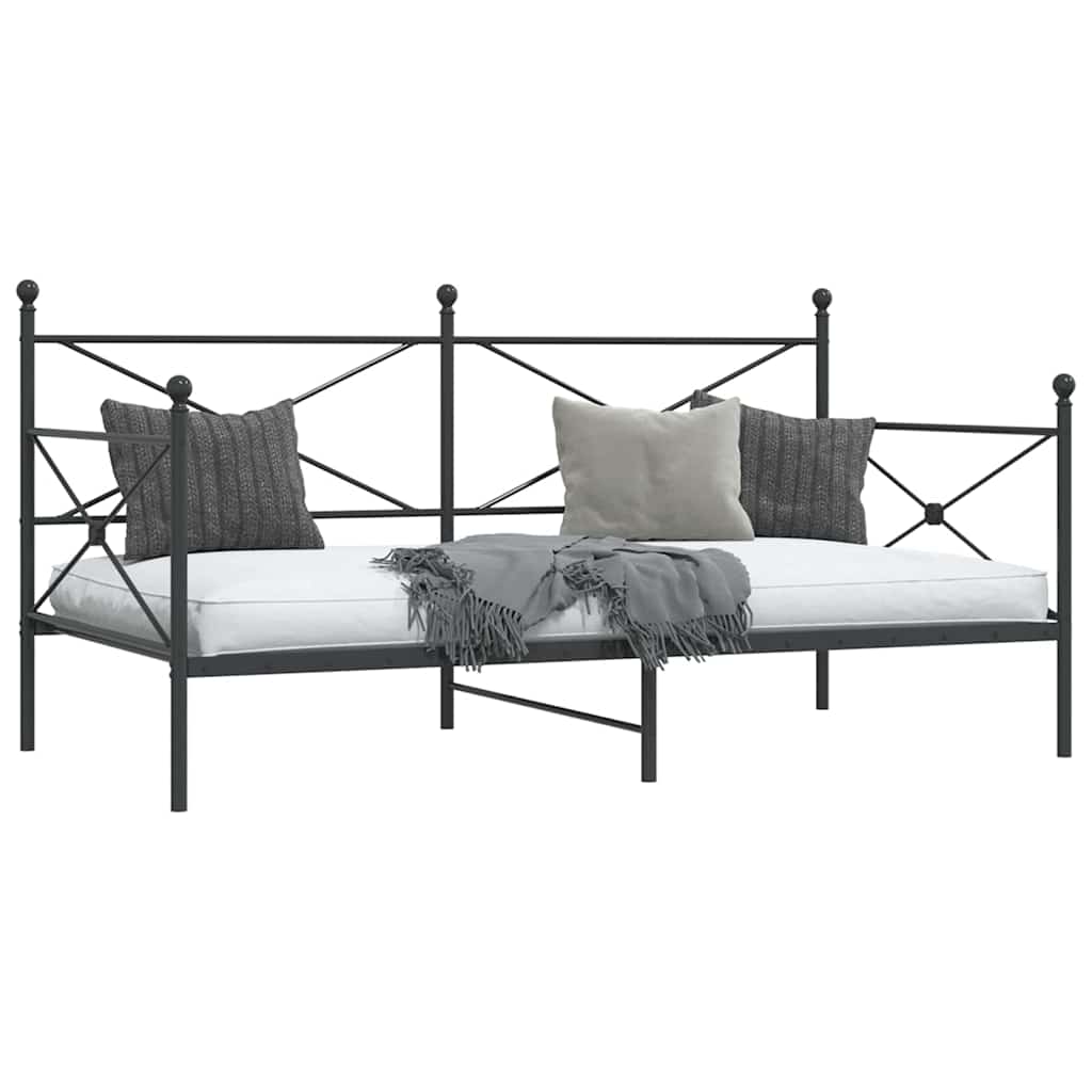 vidaXL Κρεβάτι ημέρας χωρίς στρώμα Μαύρο 100x200 cm Ατσάλι