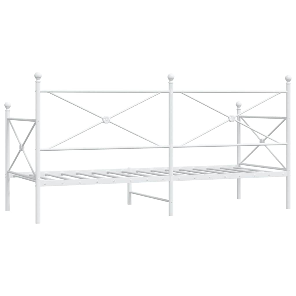 vidaXL Κρεβάτι ημέρας χωρίς στρώμα Λευκό 90x200 cm Ατσάλι