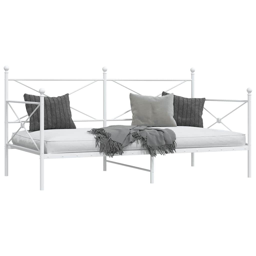 vidaXL Κρεβάτι ημέρας χωρίς στρώμα Λευκό 100x200 cm Ατσάλι