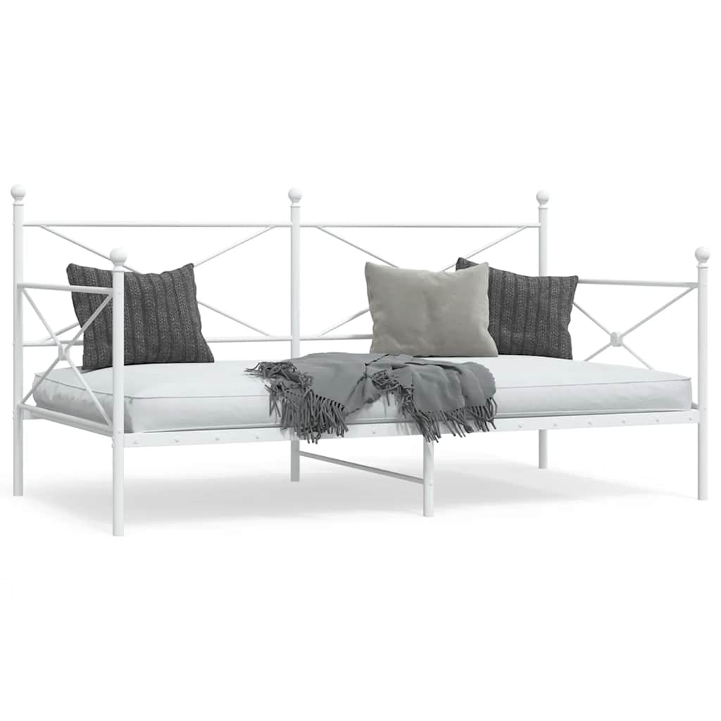 vidaXL Κρεβάτι ημέρας χωρίς στρώμα Λευκό 100x200 cm Ατσάλι