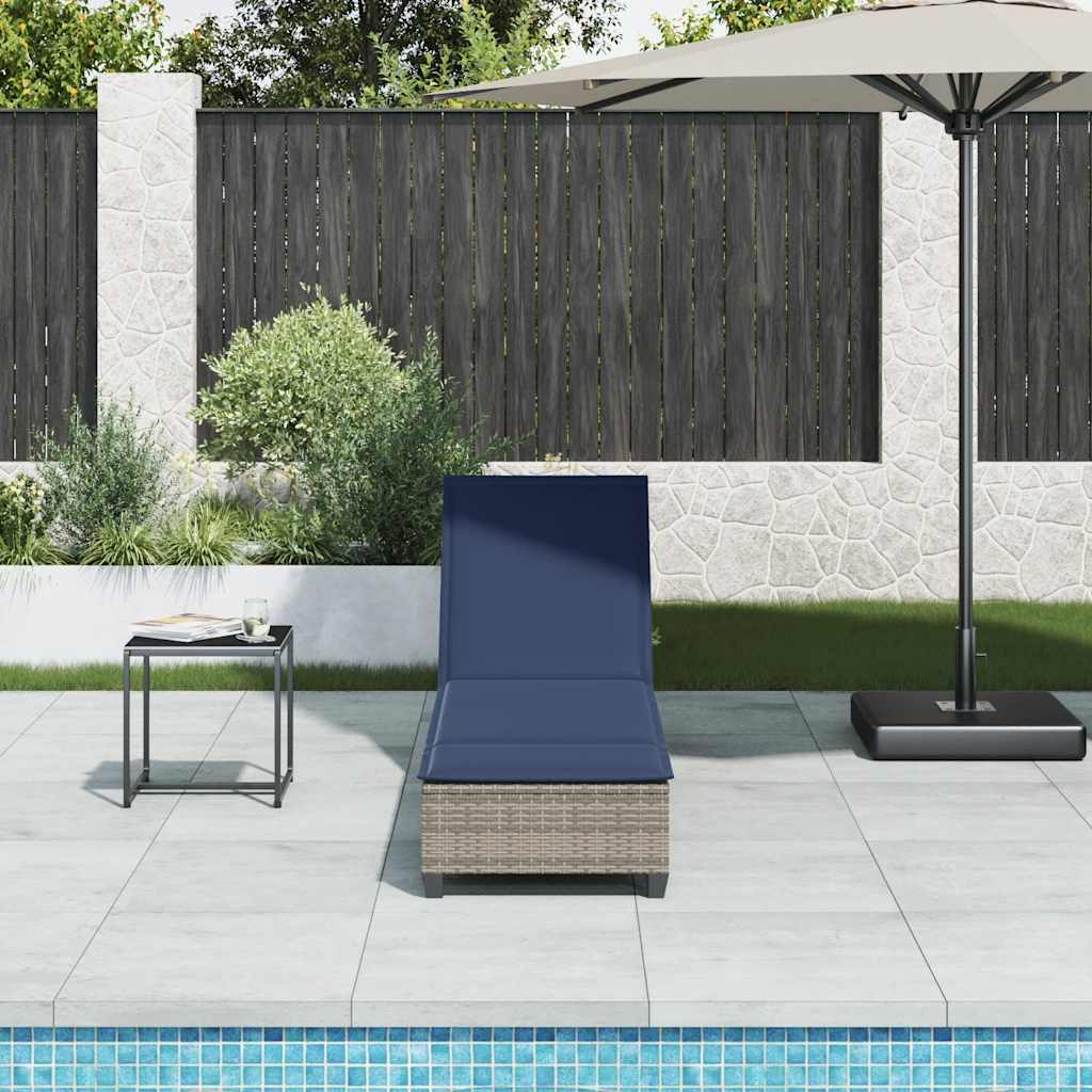 vidaXL Ξαπλώστρα με Μαξιλάρια Γκρι 55x200x25,5 εκ. από Συνθετικό Ρατάν