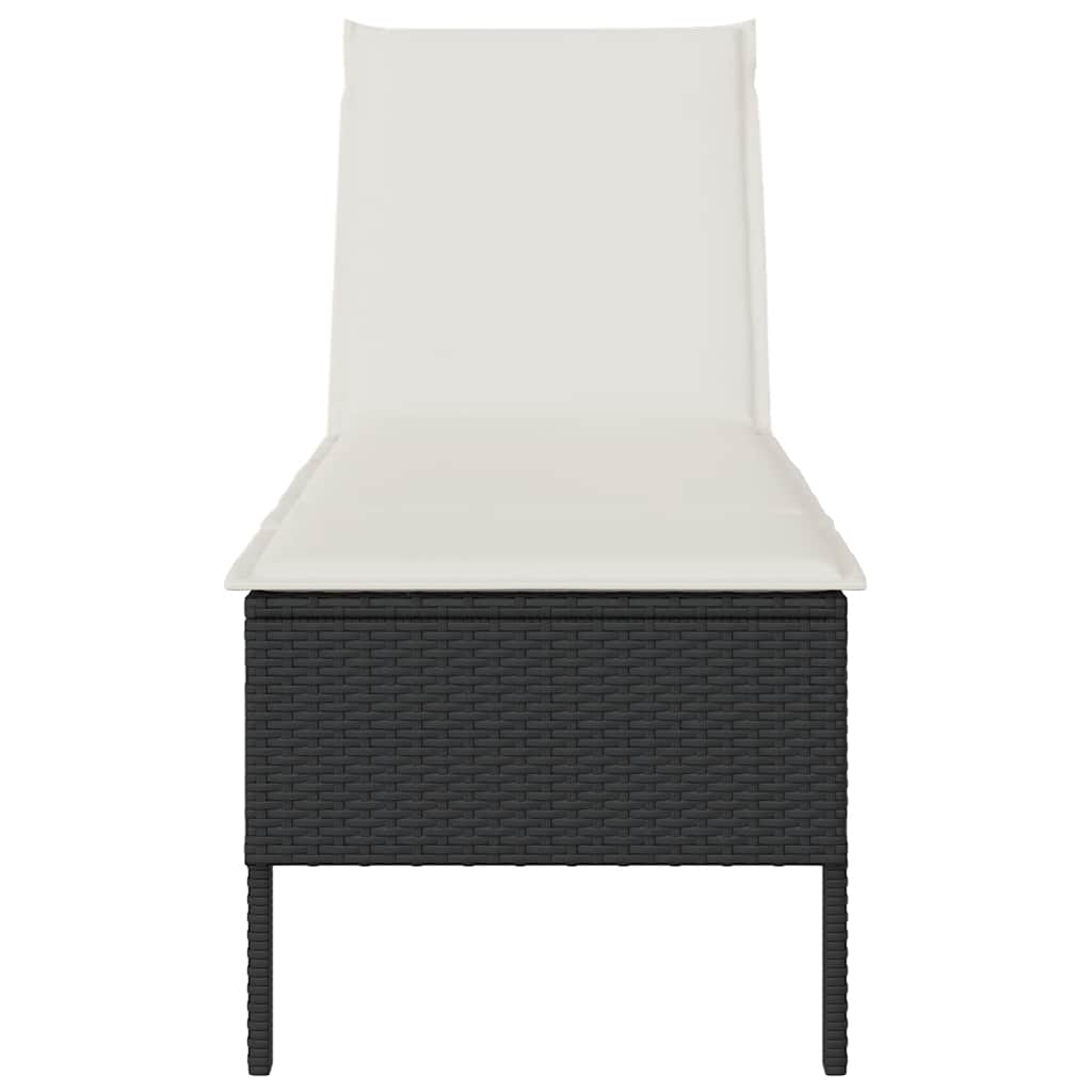 vidaXL Ξαπλώστρα με Μαξιλάρι Μαύρη 55x200x44 εκ. από Συνθετικό Ρατάν