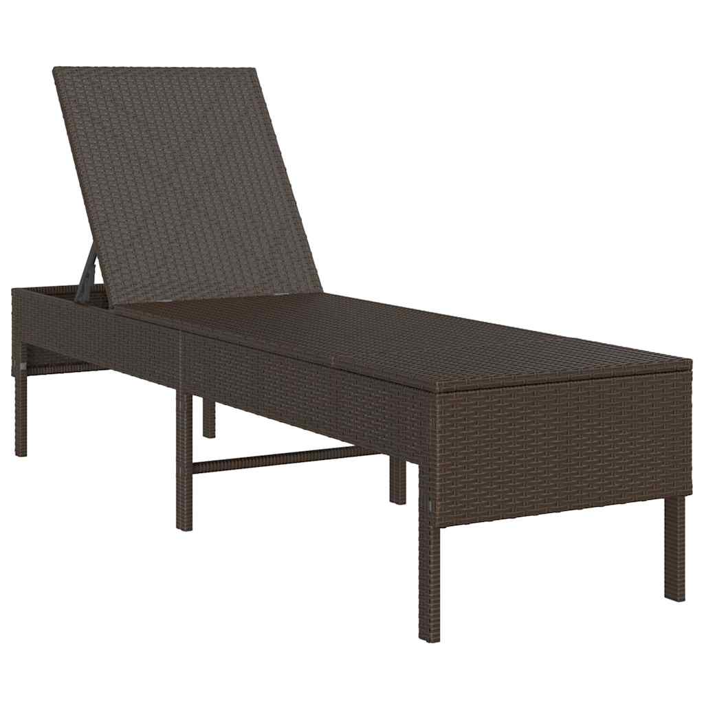 vidaXL Ξαπλώστρα με Μαξιλάρι Καφέ 55x200x44 εκ. από Συνθετικό Ρατάν