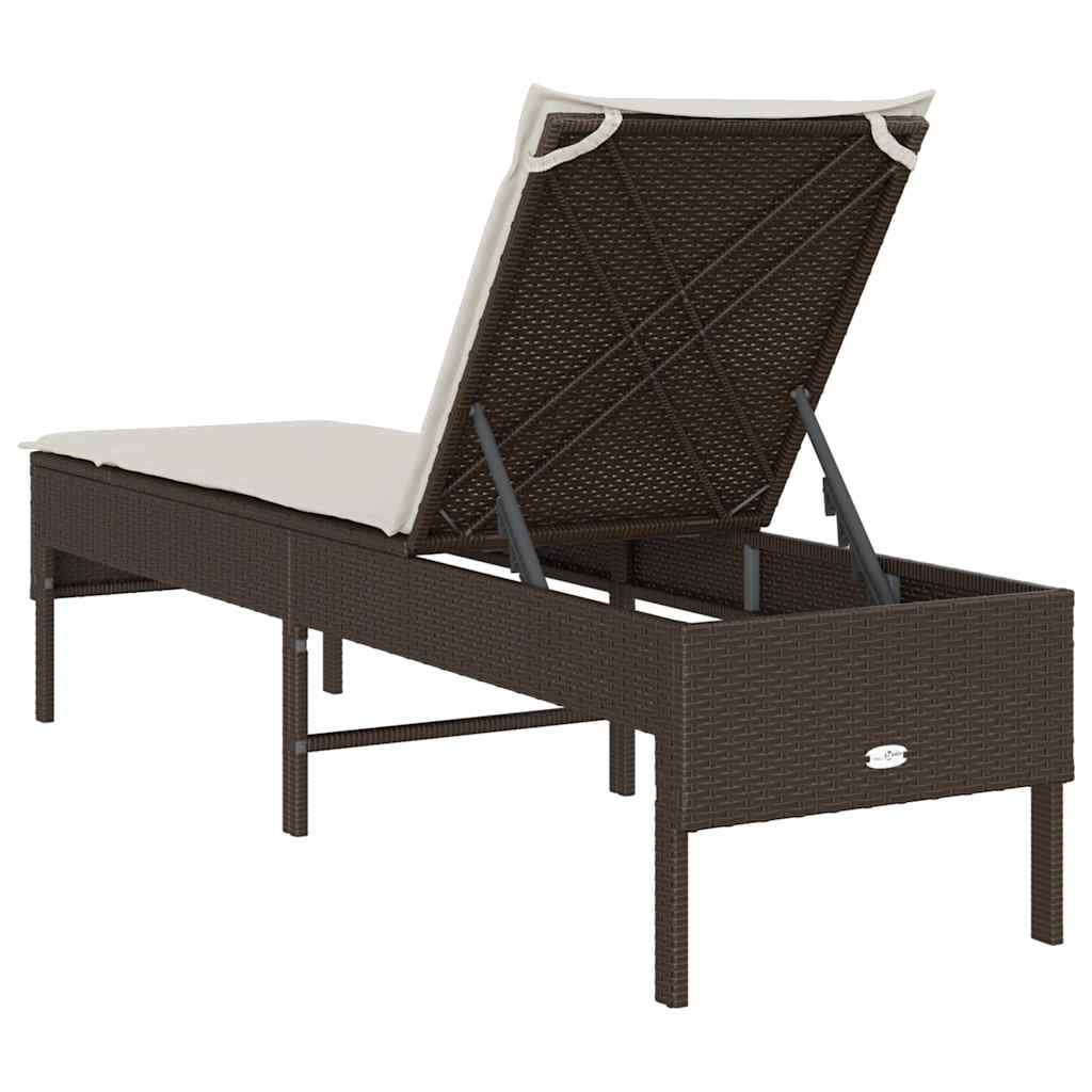 vidaXL Ξαπλώστρα με Μαξιλάρι Καφέ 55x200x44 εκ. από Συνθετικό Ρατάν