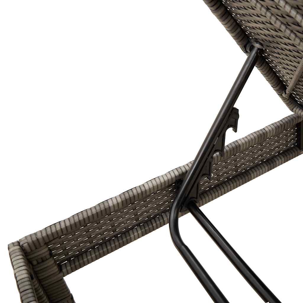vidaXL Ξαπλώστρα με Μαξιλάρι Γκρι 55x200x44 εκ. από Συνθετικό Ρατάν