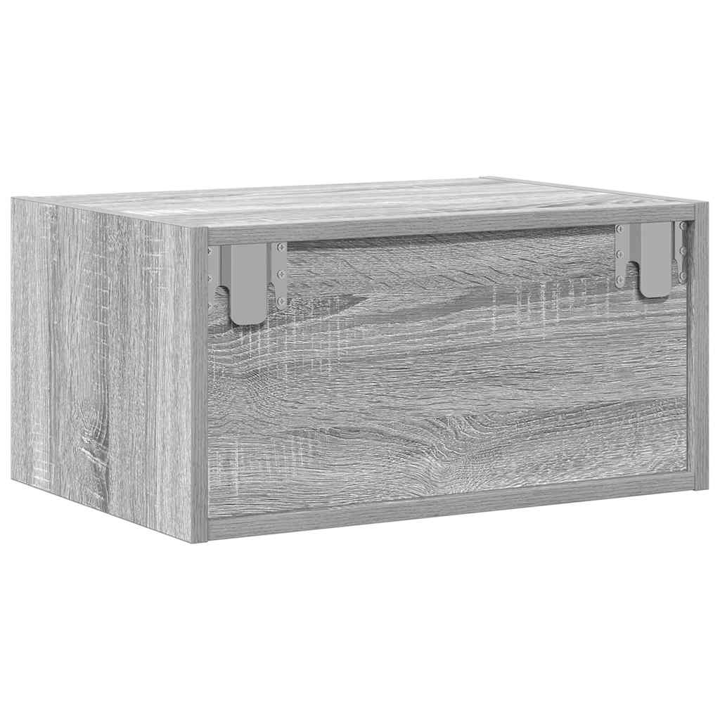 vidaXL Κομοδίνα Επιτοίχια με Φώτα LED 2 τεμ. Γκρι Sonoma