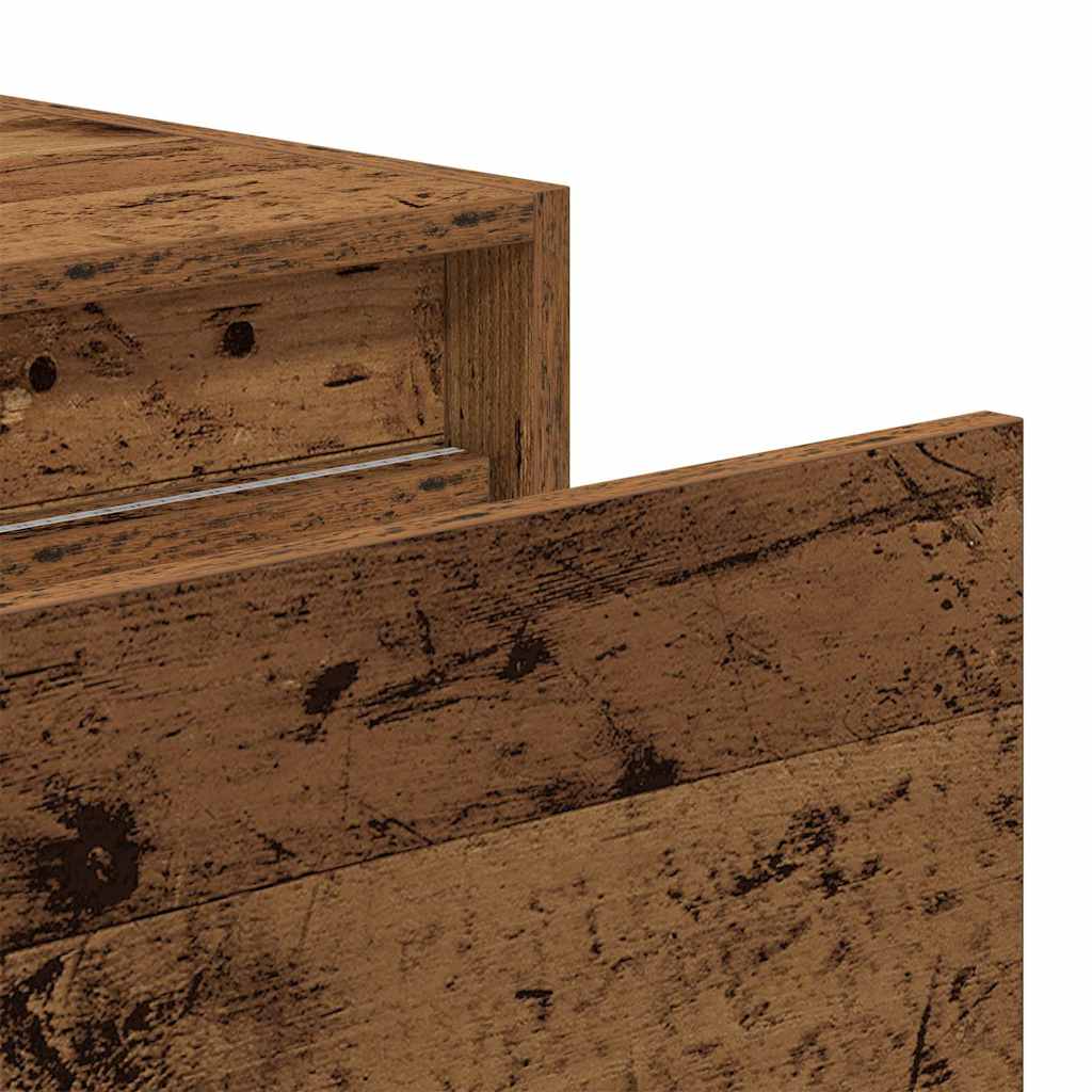 vidaXL Κομοδίνο Επιτοίχιο με Φώτα LED Όψη Παλαιού Ξύλου