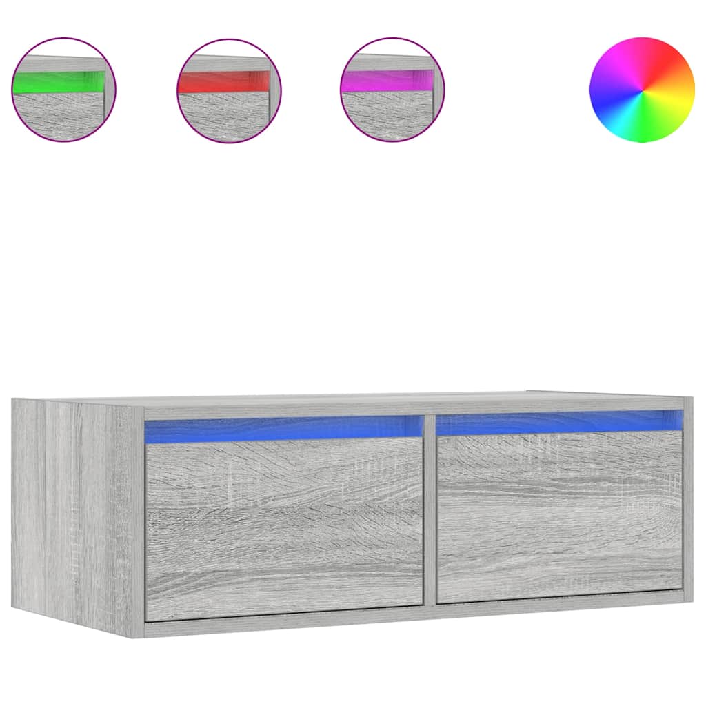 vidaXL Έπιπλο Τηλεόρασης με LED Γκρι Sonoma 75x35,5x25 εκ.