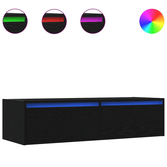 vidaXL Έπιπλο Τηλεόρασης με LED Μαύρη βελανιδιά 100X35,5x25 εκ.