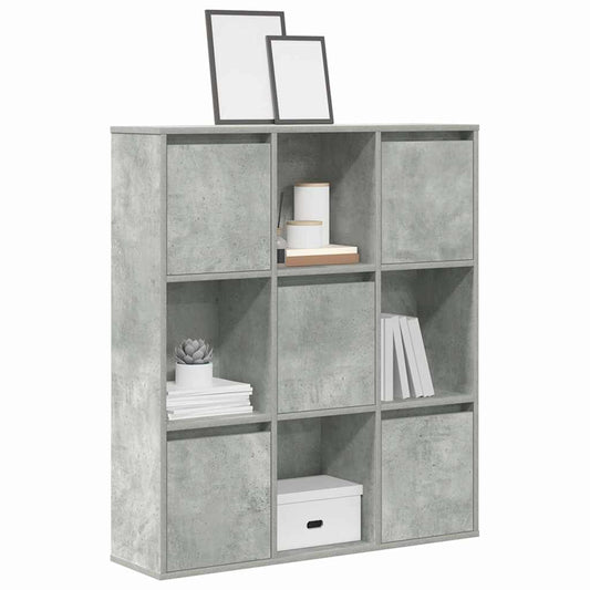 vidaXL Βιβλιοθήκη Γκρι Σκυροδέματος 89x24x101,5 εκ. Επεξεργ. Ξύλο