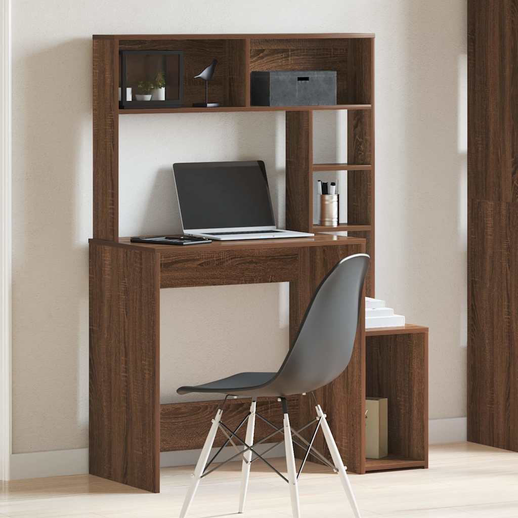 vidaXL Γραφείο με Ράφια Καφέ Δρυς 100x45x140 εκ. από Τεχνητό Ξύλο