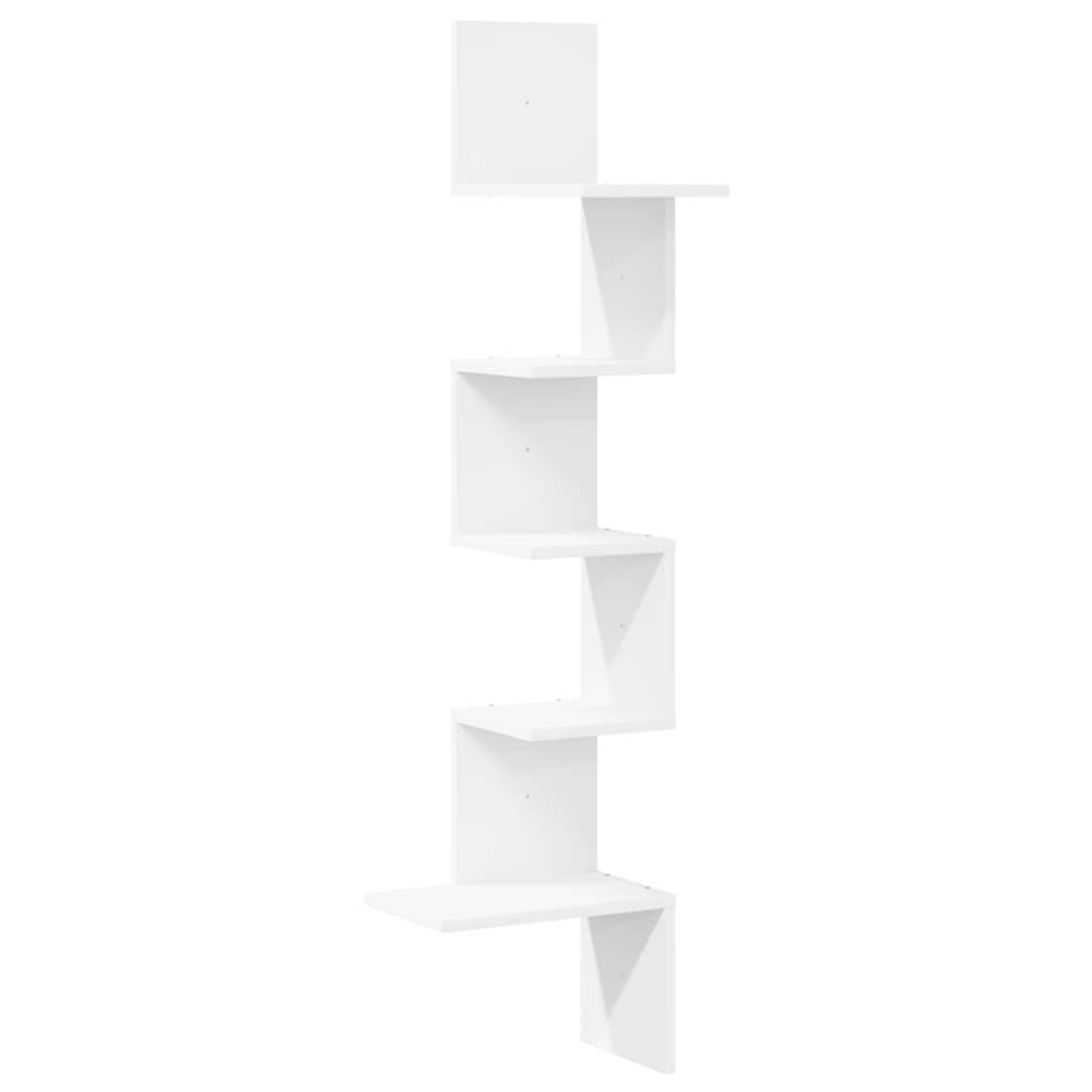 vidaXL Γωνιακή Ραφιέρα Τοίχου Λευκή 32x32x127,5 εκ. Μοριοσανίδα