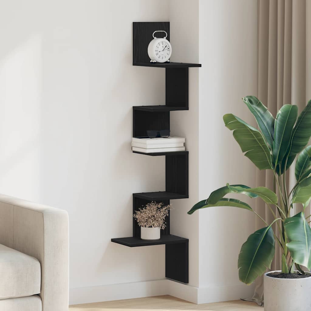 Γωνιακό ράφι τοίχου vidaXL Μαύρο 32x32x127,5 cm Κατασκευασμένο ξύλο
