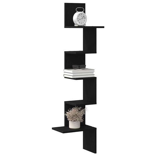 Γωνιακό ράφι τοίχου vidaXL Μαύρο 32x32x127,5 cm Κατασκευασμένο ξύλο