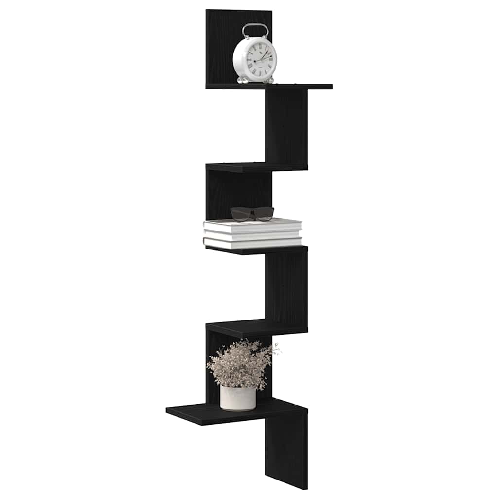 Γωνιακό ράφι τοίχου vidaXL Μαύρο 32x32x127,5 cm Κατασκευασμένο ξύλο