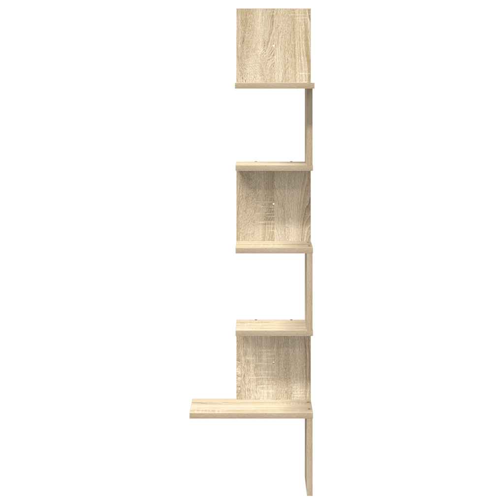 vidaXL Γωνιακή Ραφιέρα Τοίχου Ξύλο Δρυός 32x32x127,5 εκ. Μοριοσανίδα