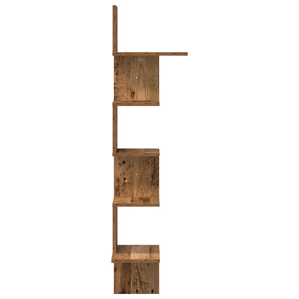 vidaXL Γωνιακή Ραφιέρα Τοίχου Παλιό Ξύλο 32x32x127,5 εκ. Μοριοσανίδα