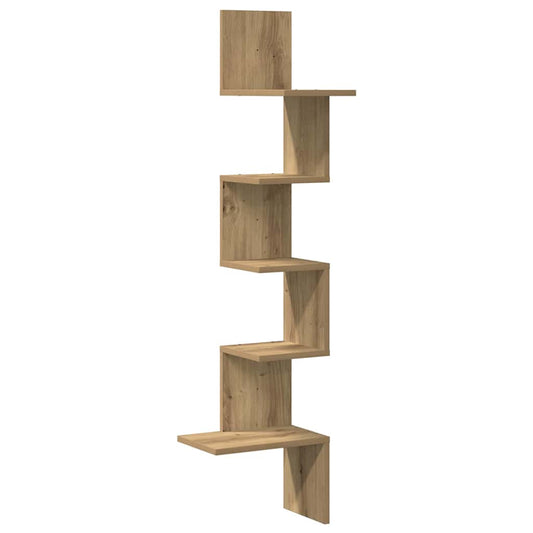 vidaXL Γωνιακό ράφι τοίχου Δρυς τεχνίτης 32x32x127,5 cm