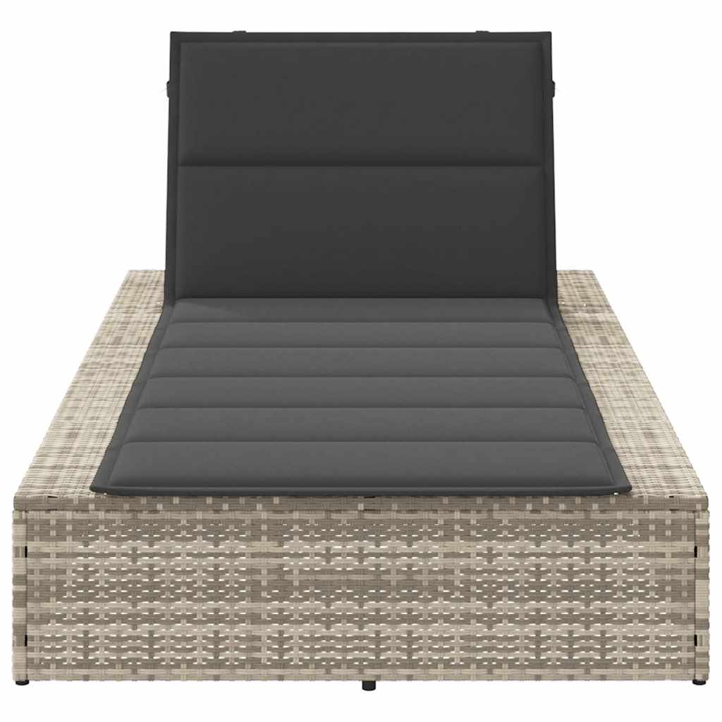 vidaXL Ξαπλώστρα με αιωρούμενο μαξιλάρι Ανοιχτό γκρι πολυ μπαστούνι