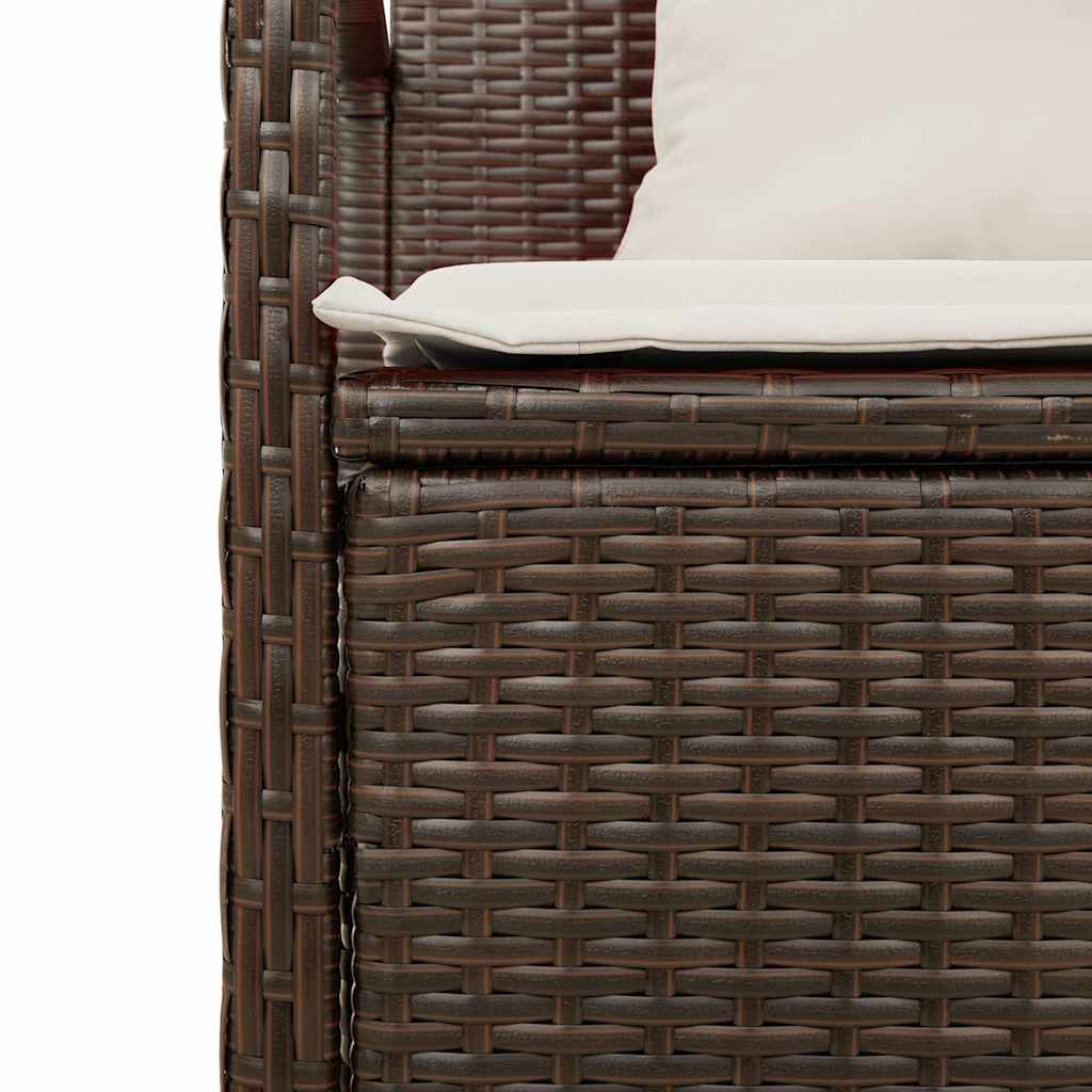 vidaXL Πάγκος αποθήκευσης κήπου με μαξιλάρι Brown Poly Rattan