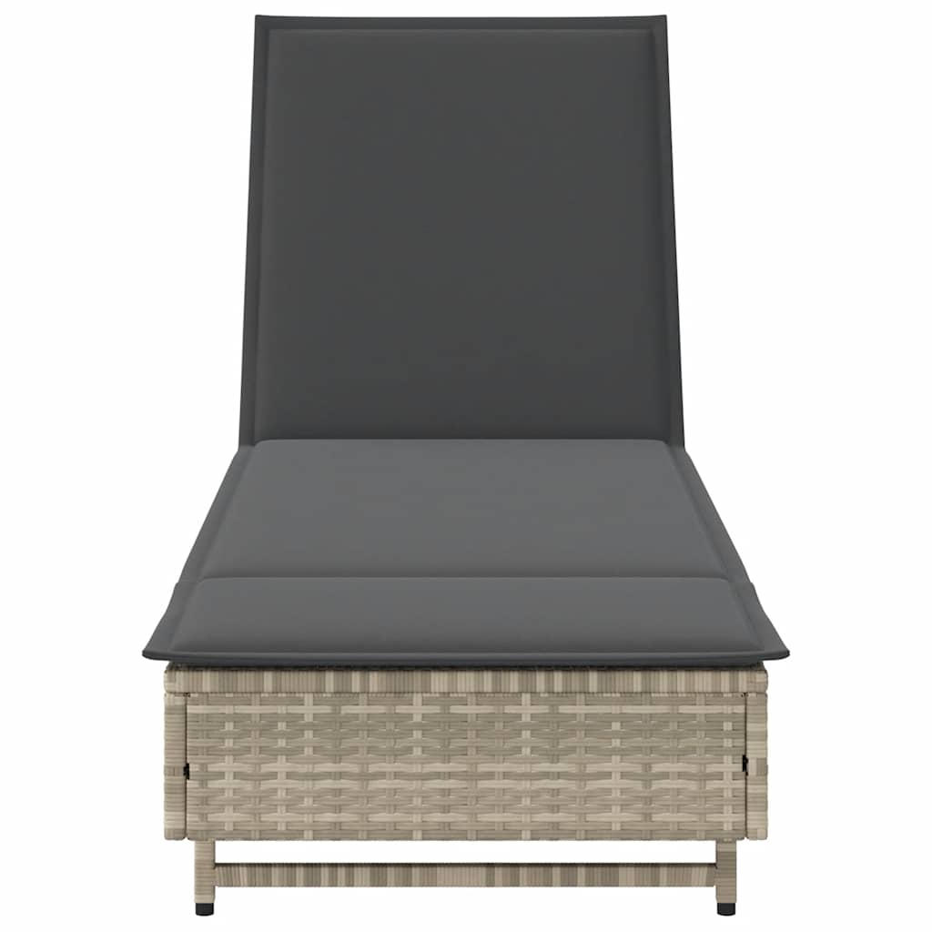 vidaXL Ξαπλώστρα Αν. Γκρι από Συνθετικό Ρατάν με Τροχούς/Μαξιλάρια