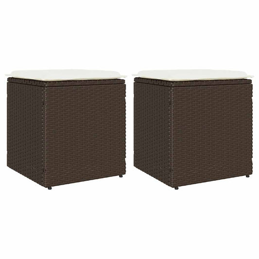 vidaXL Σκαμπό κήπου με μαξιλάρια 2 τεμάχια Καφέ 40x40x43 cm